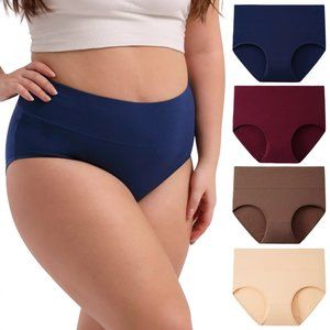 INNERSY  4 pkg NEW Women's Plus Size  3XL Cotton  High Waisted Briefs Panties